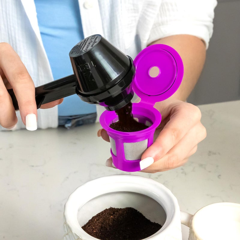 بيرفيكت بود Perfect Pod Cafe Save فلاتر القهوة K Cup Pod القابلة لإعادة الاستخدام - كبسولات قهوة قابلة لإعادة الملء مع مصفاة شبكية مدمجة للاستخدام مع Keurig & Select ماكينات صنع القهوة بكوب واحد 6 عبوات - Image 4